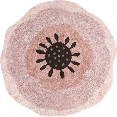 Alfombra decorativa infantil redonda de algodón rosa ø 140 cm Heart
