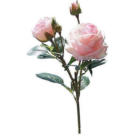 Rose artificielle avec tige et feuilles vertes, fleur réaliste pour mariage, fête, bureau ou table.rose clair (1/5)