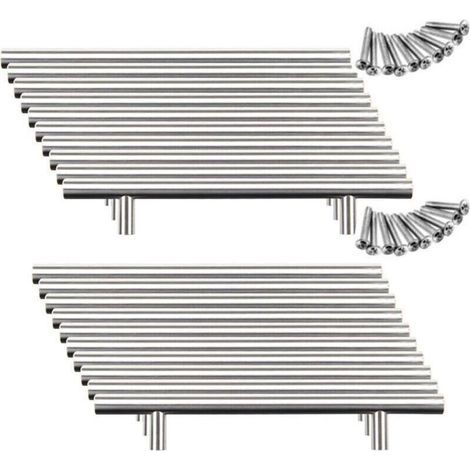 20pcs Poignée Bâton De Porte Cuisine Meuble Placard Inoxydable (128mm (Entraxe de Trous)) (1/4)
