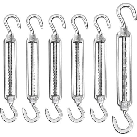 Lot de 6 tendeurs de câble M6 en acier inoxydable 304 - Crochets réglables - Crochets de serrage robustes (1/5)