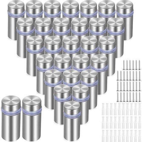 Wall Mount Spacer Glass Spacer Holder Stainless Steel Advertising Screw Nails for Acrylic Posters, Photo Frames Mirrors (12 x 25 mm) (1/5)