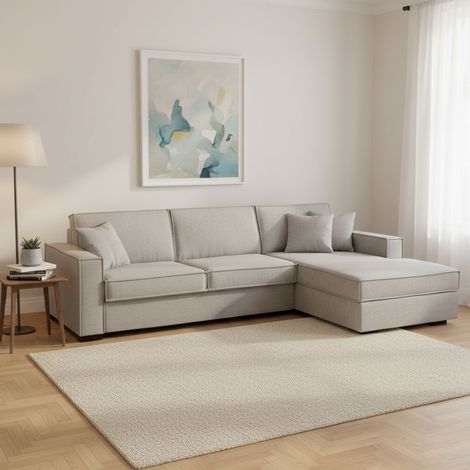 Talamo Italia Sofa cama Adela, Sofá de esquina, 100% Made in Italy, Sofá con apertura giratoria, Península contenedor derecha, con reposabrazos estándar, Cm 280x95h90, Gris, con embalaje reforzado (1/5)