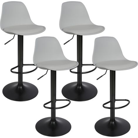Lot de 4 Chaises de Salle à Manger Haloyo® en Cuir synthétique réglable en Hauteur,gris clair (1/5)