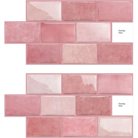 Lot de 10 autocollants muraux imperméables à coller sur carrelage mural de cuisine et de salle de bain Motif crédence Rose 15 x 30 cm (1/5)