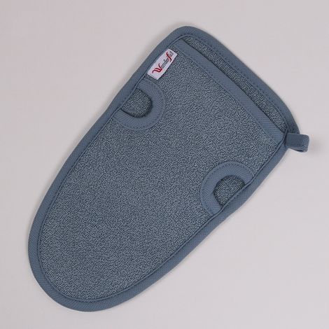 Gommage sans gommage exfoliant le charbon de bois de carrosserie des gants de massage de bain 2pcs (gris) (1/5)
