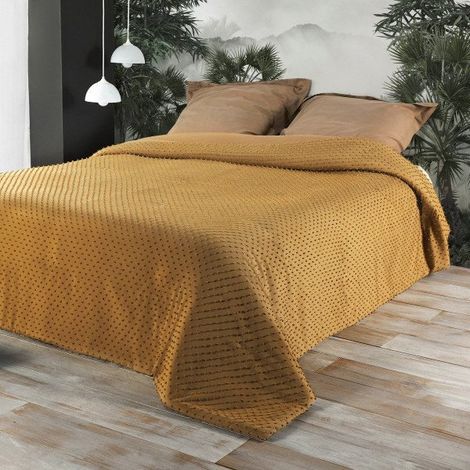 Jeté de lit à petits pompons Cuivre 230x250 cm (1/3)