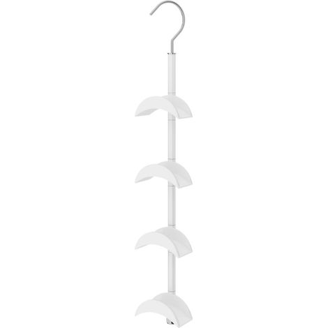 Porte-sacs Pivotant 360° - Organisateur de Placard avec 4 Crochets - Support Vertical pour Sacs à Main, Sac à Dos, Écharpes et Ceintures - Blanc - 39 x 7 x 4 cm