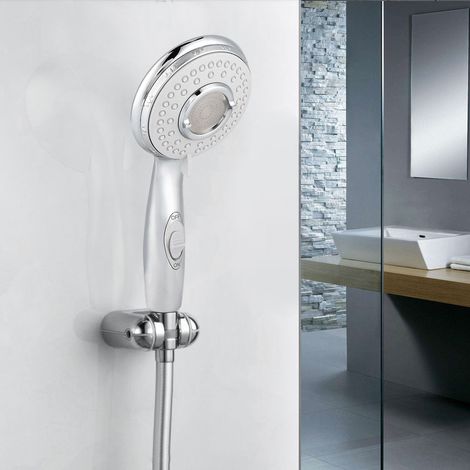 Cabezal de ducha manual para baño con interruptor y 3 tipos de chorro. (1/5)