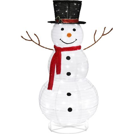 4ft Lighted Weihnachts-Schneemann Outdoor Decorations, Weather Proof Prelit Snowman Christmas Ornament Indoor Home Yard Decor Pre-lit 90 LED Lights with Stakes Secured (1/5)