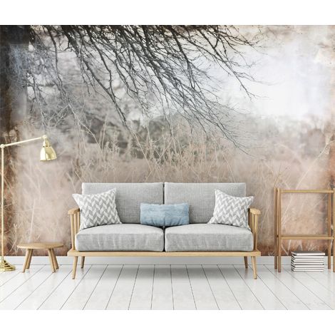 Fototapete Abstrakt Zweige Loft, für Wohnzimmer und Schlafzimmer, 300 x 210 cm – Komplettset inkl. Kleister & Anleitung (1/5)