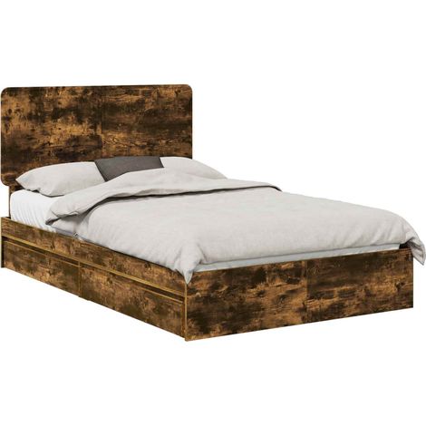 Letto con Contenitore con testiera Rovere fumé 135 x 190 cm vidaXL