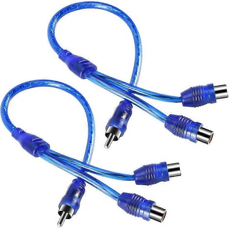 Câble adaptateur répartiteur RCA en Y (2 connecteurs mâles vers 2 connecteurs femelles pour voiture) 30 cm (1/5)