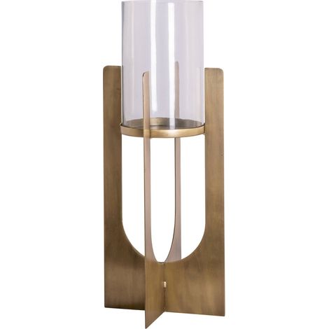 Photophore doré élégant avec verre pour ambiance chaleureuse - doré finition mate et verre transparent (1/4)