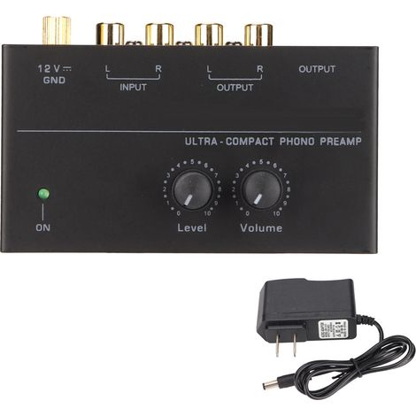 PP500 Préampli Phono Faible Bruit Stéréo Entrée/Sortie RCA Contrôle par Bouton Mini Preampli Platine Vinyle 100‑240V Fiche US (1/5)
