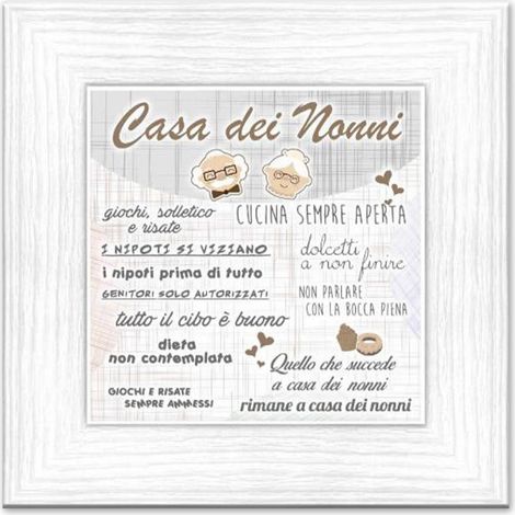 Lupia - Quadro Moderno con mattonella Ceramica stampata, cornice shabby Boston 30x30 cm CASA DEI NONNI cornice Boston White