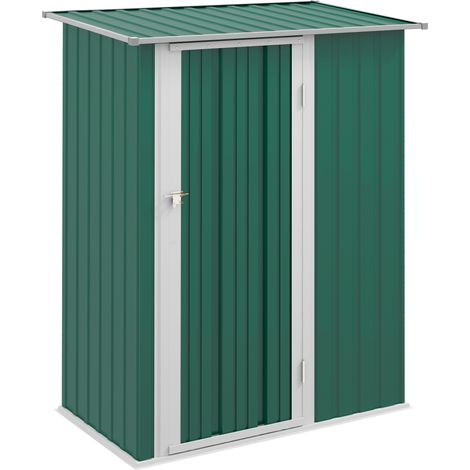 5ft x 3ft Metal Garden Storage Shed, Outdoor Tool Shed with Sloped Roof, Lockable Door for Tools, Equipment, Green