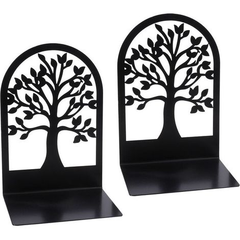 Serre-livres en deux parties, serre-livres décoratifs, serre-livres robustes en métal pour la maison et l'école. Serre-livres noirs pour étagères. (1/5)