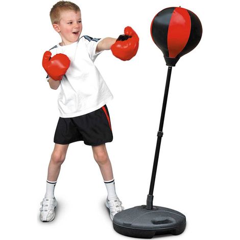 Punching Ball Per Bambini Asta Regolabile 124 Cm Con Guantoni E Base Riempibile