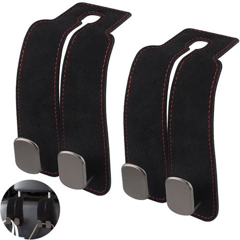 Ganci per poggiatesta auto – Set da 2, multifunzionali, realizzati in acciaio resistente, adatti a tutti i sedili auto
