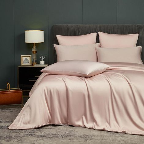 Bettwäsche-Set 135x200cm 4-teilig Rosa Bambus-Polyester Öko-Tex atmungsaktiv