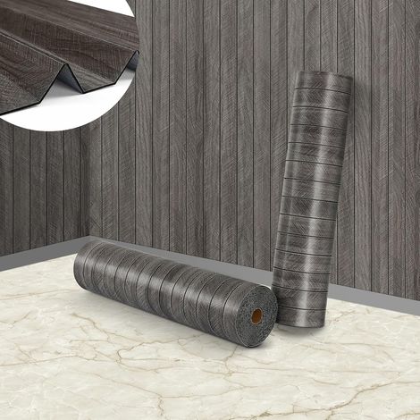 60CMx5M Revetement Mural Adhesif Bois Gris Chambre Moderne Panneaux Muraux 3d Autocollant Decoratif Meubles Comptoir Gris Rouleau Panneau Aspect Bois Salle De Sain Cuisine (1/5)