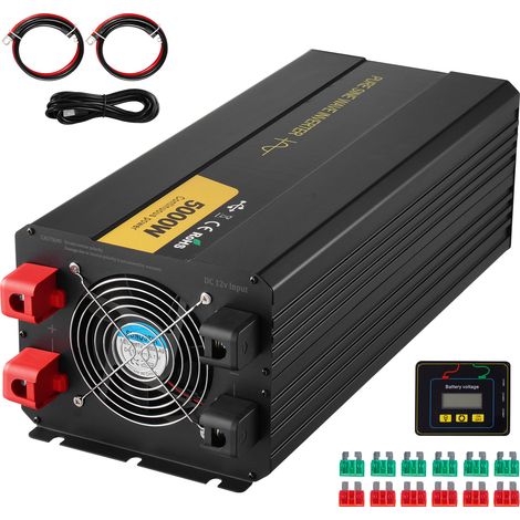 Mophorn 5000 W reiner Sinus-Wechselrichter, DC 12 V auf AC 230 V, LCD, USB, Fernbedienung, Auto, Wohnmobil, LKW, Solar, Reisen, Camping