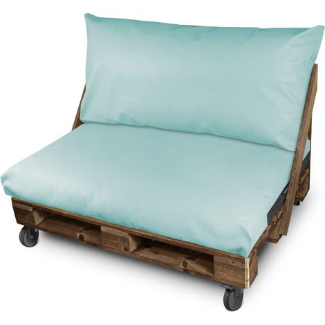 Coussin pour palette Similicuir Extérieur Bleu Ciel Set: Siège 120x80x20 + Dossier 120x45x25 Bleu Ciel