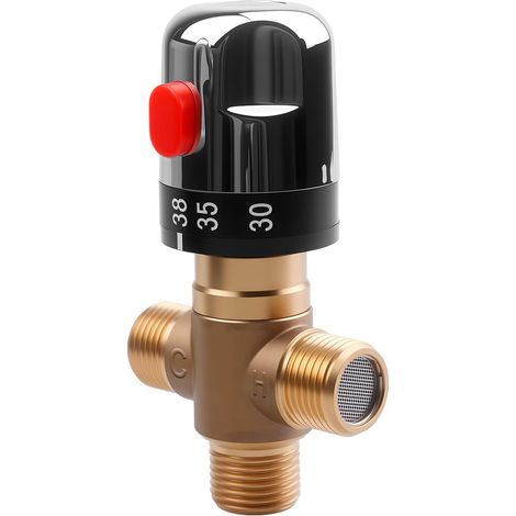 Vanne de mélange thermostatique, mélangeur thermostatique à 3 voies, mélangeur thermostatique G1/2, vanne de contrôle de la température de l'eau, vanne de mélange thermostatique pour utilisation (1/5)