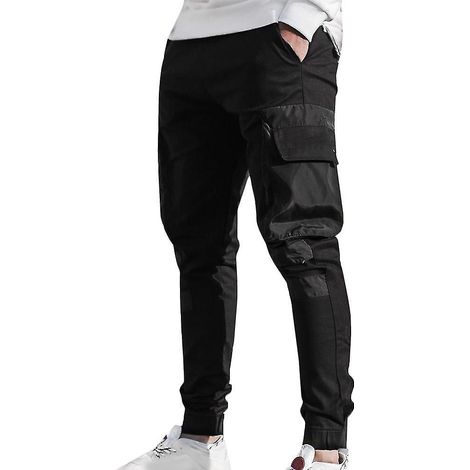 Pantalon cargo multipoches pour homme, coupe slim, idéal pour le jogging et le travail - Taille 2XL - Noir (1/5)