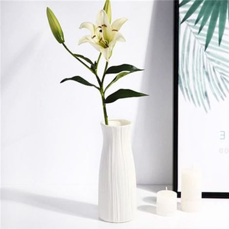 Vase - Plastique PP - Design Nordique - Pour Décoration Intérieure Salon Bureau Cuisine - 8 x 8 x 21 cm - 1 Pièce (1/4)