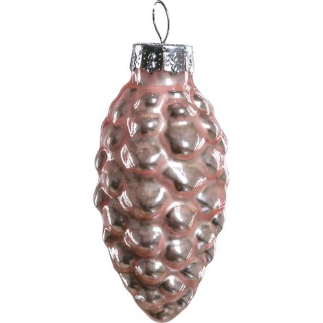 TrendLine Glas-Tannenzapfen rosa 12 Stück 6 cm Dekozapfen Christbaum (1/3)