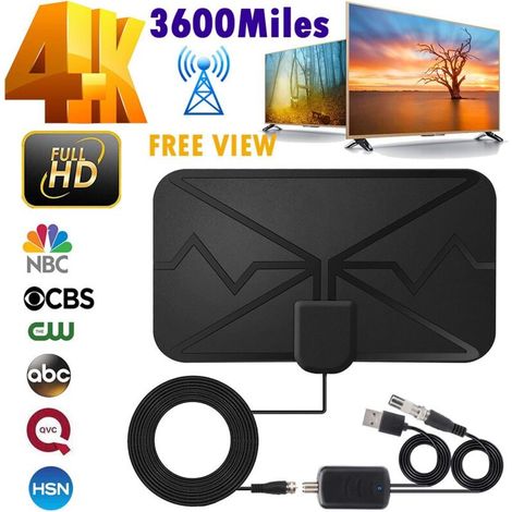 3600 Mile 4K Digital Indoor TV Antenna, DVB-T HD Digital TV Antenna for More Channels, Black