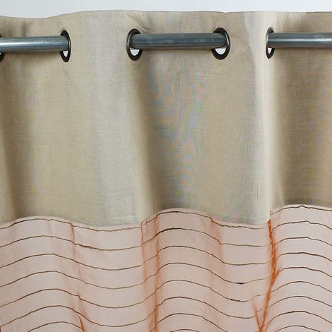 SHAMLYNE - Voilage effet soie avec du coton et jute rouille 110x250 (1/4)