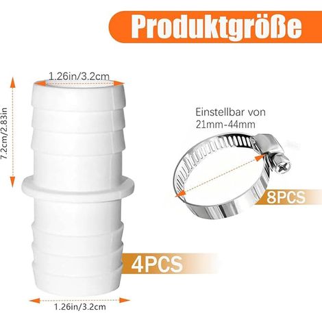Kit de raccords pour Tuyau de Piscine, diamètre 32 mm (1/4)