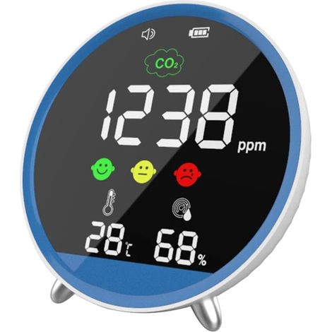 Détecteur de CO2 numérique 400-5000 ppm avec testeur de température et d'humidité et système d'alerte (1/5)