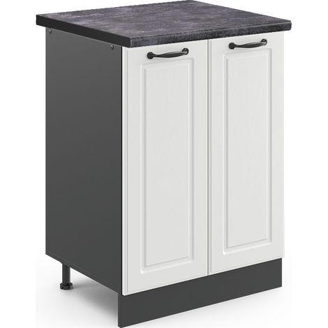 Mobiletto base cucina R-Line, Bianco casa di campagna, 60 cm , PL Antracite, Vicco