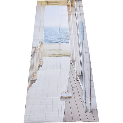Lot de 2 autocollants de porte en PVC, effet 3D, faciles à nettoyer, détachables, imperméables et résistants à l'huile, pour salon. (1/5)