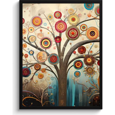 AFFICHE ENCADRÉE Arbre - Arbre de vie - Couleur Tableau Décoration Murale 60x80 (1/5)
