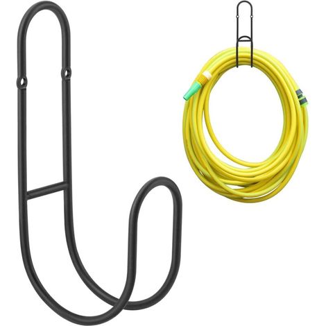 Support suspendu pour tuyaux d'arrosage de jardin - Rangement pour tuyaux d'arrosage de jardin, cordes, extérieur (noir) (1/4)