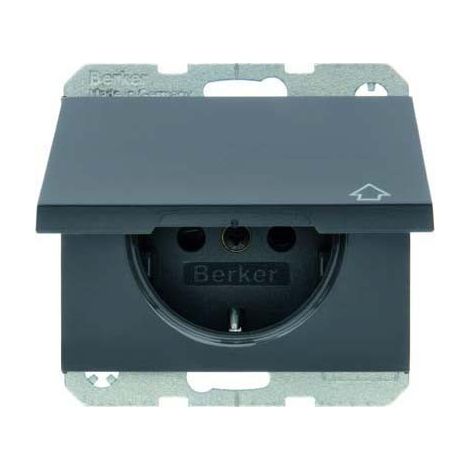 BERKER 47517106 STECKDOSE SCHUKO MIT KLAPPDECKEL BERKER K.1 ANTHRAZIT, MATT