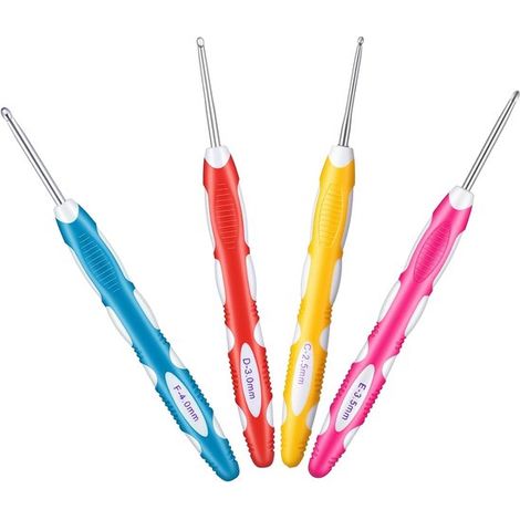 Set di 4 uncinetti,uncinetti ergonomici con impugnature morbide,impugnatura morbida antiscivolo (2,5 mm,3 mm,3,5 mm) (1/5)