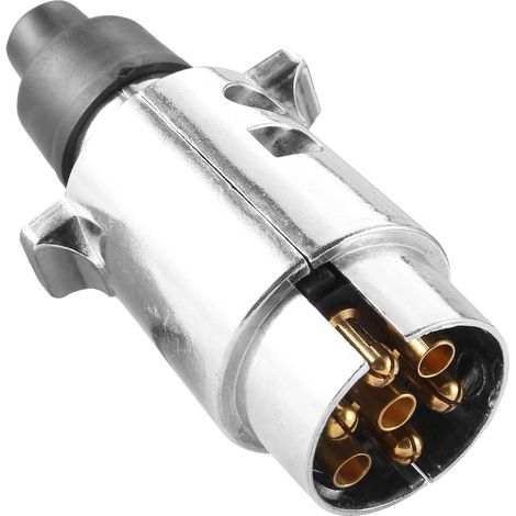 Applicable Prise remorque 7 Broches mâle Metal, fiche remorque 7 Broches en métal, 12V Prise attelage 7 Broches Metal, Fiche remorque 7 plots Aluminium, connecteur remorque 7 Broches