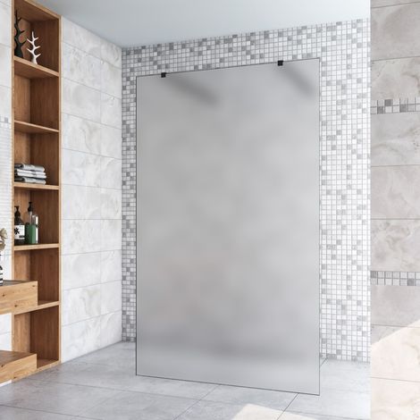67.7x200cm+ mit 2 73-120cm Schwarz Stabilisator 10mm Nano Sicherheitsglas Walk in Milchglas Duschwand Duschabtrennung (1/5)