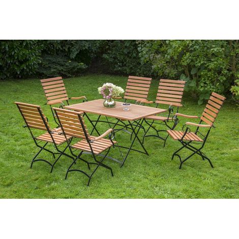 Schlossgarten Set 7tlg 6 Sessel Tisch 120x80cm