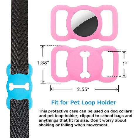 Lot de 2 étuis silicone anti-perte pour AirTag, porte-clés avec mousqueton, coque de protection légère compatible collier chien et chat. (1/3)