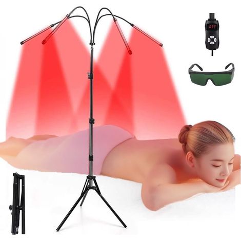 Lampe de thérapie par lumière rouge, lampe chauffante infrarouge 660 nm et 850 nm pour le visage, le dos, le corps, le soulagement de la douleur et l'anti-âge, panneau lumineux rouge 120 pièces à LED (1/5)