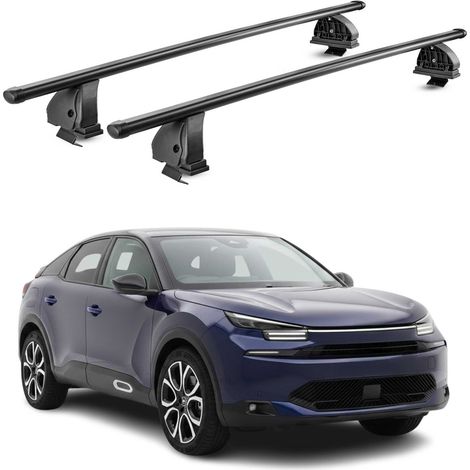 OMAC Barres de toit transversales en acier pour Citroen C4 X 2023-2026 – TÜV / DIN 75302:2019 – Antivol inclus – Rainure en T (accessoires) – Charge max 75 kg – 2 barres – Noir