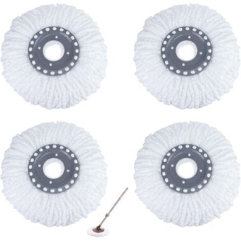 Lot de 4 lingettes de rechange universelles pour balai à franges, absorption d'eau et de saleté à 360°, pour le nettoyage des sols stratifiés, parquets, carrelages, marbres et autres (38 cm) (1/5)