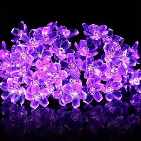 Guirlande LED Solaire 7m 50 LEDs Fleurs de Cerisier, Lumière Varmvit Imperméable pour Jardin, Décor Intérieur Extérieur, Idéale Fêtes et Saisons
