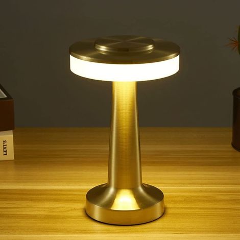 TrAdE Shop Traesio - Lampada Da Tavolo Effetto Oro Ricaricabile Usb Lume Luce Calda Per Bar Locali - (1/5)